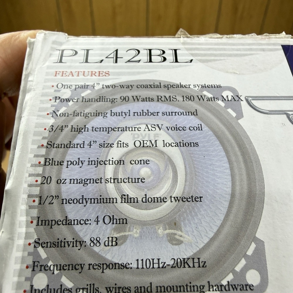Pyle Audio Car Speakers PL42BL 4" 180 Watt 2 Way (pair) Blue Label New - Picture 5 of 12